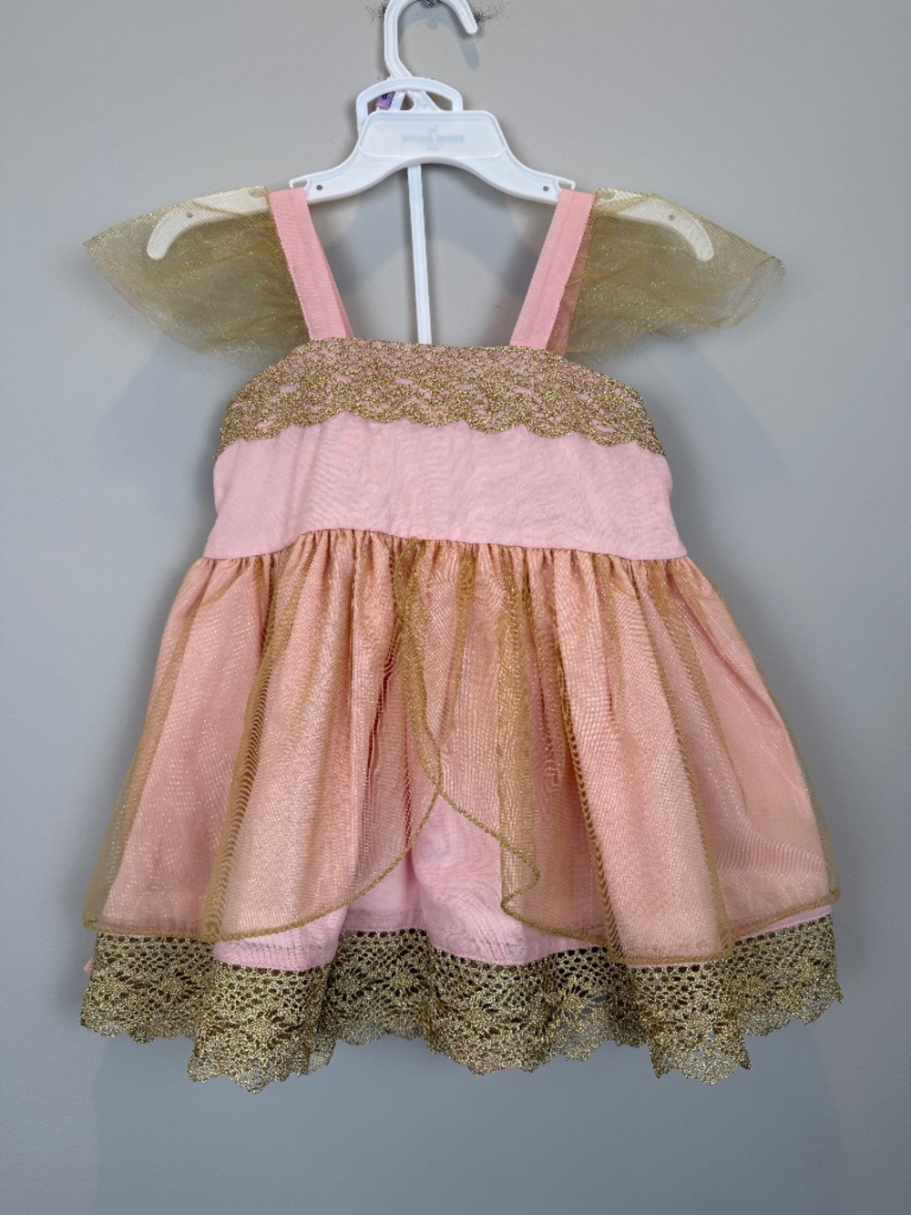 Wildling by Well Dressed Wolf Pink Gold Lace Dress 4T Flower Girl - Picture 2 of 13